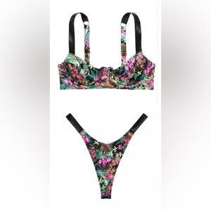 NEW Victoria’s Secret Floral Shine Strap Wicked Push Up thong Bikini 4745